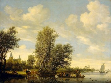 Ferry paysage Salomon van Ruysdael Peinture à l'huile